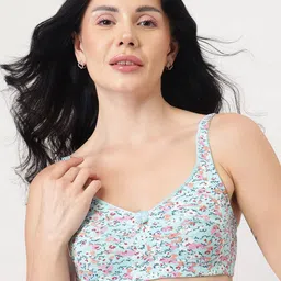 DressBerry Blue Floral Printed Full Coverage Non Padded Everyday Bra - All Day Comfort-24