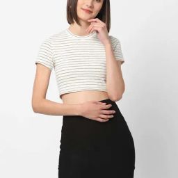 VASTRADO Off-White Cotton Striped Crop Top-picture-44