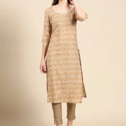 SHOWOFF Brown Printed Kurta-picture-20