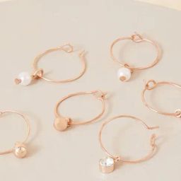 Accessorize London Women's Rose Gold  Simple Hoop Earrings- Set of 3-20