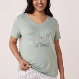 La Vie En Rose Green Cotton Printed T-Shirt-image-81