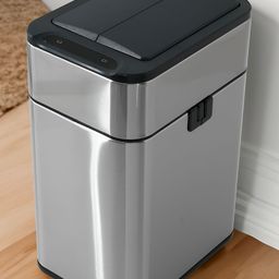 UMAI Silver Toned & Black Stainless Steel Pedal Dustbin 15 L-38