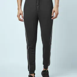 Ajile by Pantaloons Dark Grey Melange Slim Fit Striped Joggers-image-28