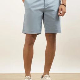Andamen Blue Cotton Regular Fit Shorts-image-20