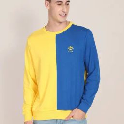 U.S. Polo Assn. Yellow & Blue Cotton Regular Fit Colour Block Sweatshirt-18