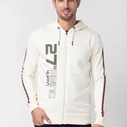 Being Human Ecru Regular Fit Printed Hooded Sweatshirt-picture-9
