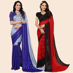 Moda Rapido Pack Of 2 Striped Satin Saree-image-76