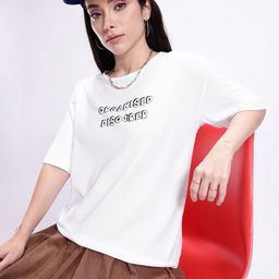 Kook N Keech Women Typography Printed Drop-Shoulder Sleeves Pure Cotton T-shirt-picture-35