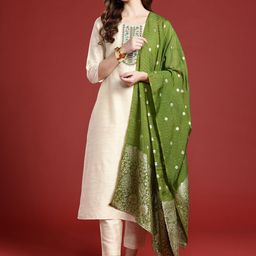 Anouk Ethnic Motifs Embroidered Kurta with Trousers & Dupatta image 3