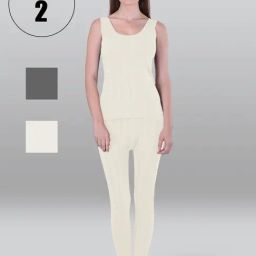 LUX Inferno Grey & Off-White Striped Thermal Tank Top Leggings Set - Pack Of 2-image-40