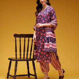 HERE&NOW Floral Printed Regular Kurta with Salwar & With Dupatta image 3