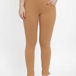 TAG 7 Women Beige Solid Ankle-Length Leggings-30
