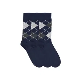 N2S NEXT2SKIN Men Pack Of 3 Navy Blue & Grey Cotton Calf-Length Socks-21