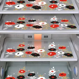 LooMantha 5Pcs  Brown & Black Printed Fridge Cover With Side Storage & Fridge Mat image 4