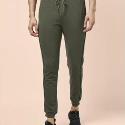 Ajile by Pantaloons Olive Melange Slim Fit Striped Joggers-image-44
