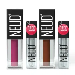 Neud Matte Liquid Lipstick Combo Oh My Coco & Quirky Tease with Two Lip Gloss Free-image-73