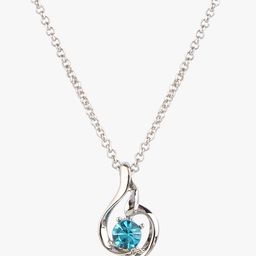 Peora Women White Gold-Plated & Blue Crystal-Studded Pendant With Chain-image-45