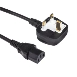 RS PRO Plug Power Cord IEC C13 to Type G UK Plug 3 m Black, 2621126-10