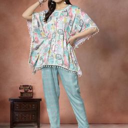 Moda Rapido Printed Kaftan with Trousers Co-Ords-picture-10