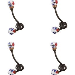 Indianshelf White & Blue 4 Pieces Printed Wall Hooks-image-31