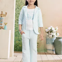 Muhuratam Girls Turquoise Blue Polyester Clothing Set-picture-20