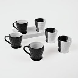 Storepedia Black & White Handcrafted Textured Ceramic Matte Cups Set of Cups and Mugs-image-41
