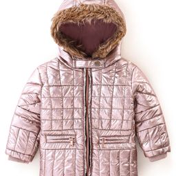 Bonfino Full Sleeves Padded Jacket with Hood Solid Colour Pattern - Pink-32
