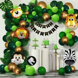 Bubble Trouble Jungle Theme Birthday Party Decoration Kit - Pack of 89-image-54