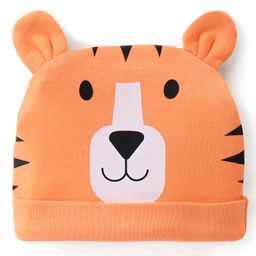Babyhug 100% Cotton Interlock Knit Cap Tiger Print - Orange-image-18