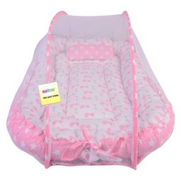 Kwitchy New Born Baby Bedding Set Luxury Sleeping Bed Reversible Mattress- Pink-16