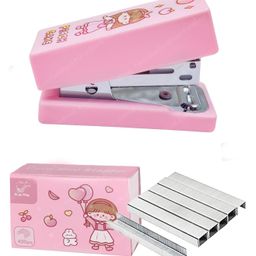 FunBlast Cartoon theme Stapler Machine with 400 Staples Blister - Pink-image-12