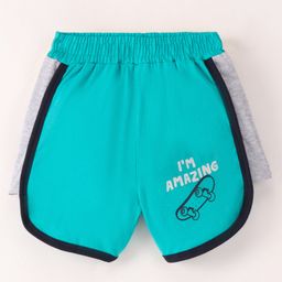 Tango Single Jersey Knit Above Knee Length Shorts Text Print - Green-picture-7