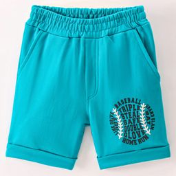 Taeko Single Jersey Knit Above Knee Length Baseball Graphic Shorts - Blue-image-65
