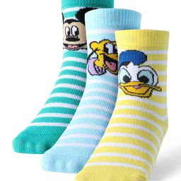 Cute Walk by Babyhug Disney Non Terry Ankle Length Anti-bacterial Socks Mickey Mouse Family Graphics Pack of 3 - Multicolour-image-21