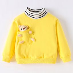 Kookie Kids Full Sleeves Sweatshirt with Teddy Bear Applique - Yellow-picture-10