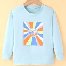 Olio Kids Cotton Knit Full Sleeves T-Shirt Text Printed - Light Blue-image-89
