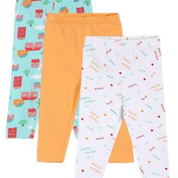 MINI KLUB Pack Of 3 Typography & House Printed Leggings - Multi Colour-image-90