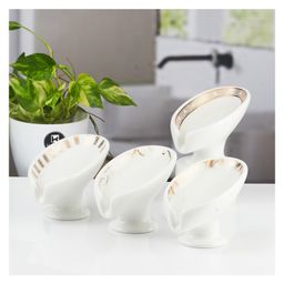 KOOKEE Ceramic Soap Dish Set of 4 Bathroom Accessories for Home, White (11620)-image-30