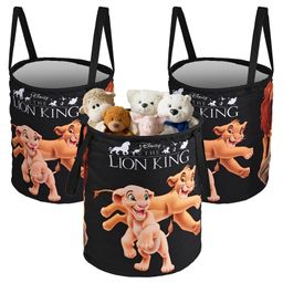 Kuber Industries Pack of 3 Foldable 45L Toys Organizer for Kids Room - Soft Toys Storage Bag/Basket/Container with Handles | Disney Lion King - Black-15