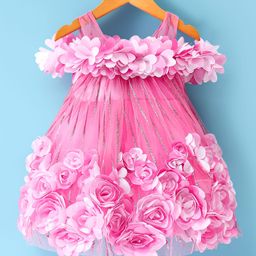 Enfance Sleeveless Floral Applique Detailed Shimmered Dress - Onion Pink-picture-14