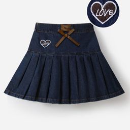 Mark & Mia Cotton Washed Skirts With Heart Embroidery - Navy Blue-image-37