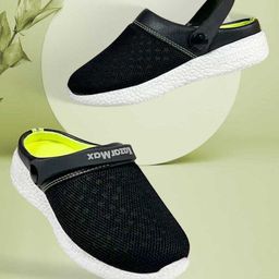 KazarMax Colour Blocked Light Weight Slingback Clogs - Black-image-55
