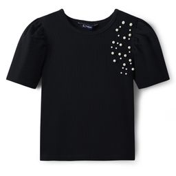 Pine Kids Cotton Knit Half Sleeves Solid Color Top with Pearl Detailing - Black-image-90