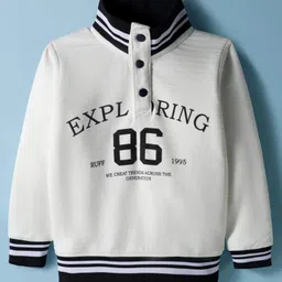 Ruff Cotton Knit Full Sleeves High Neck T-Shirt with Sport Theme Print - White-picture-31