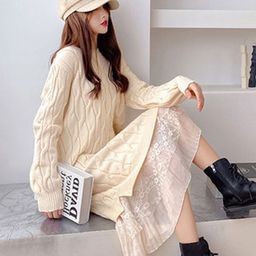 StyleCast Women Midi Jumper Dress With Lace Details-image-43