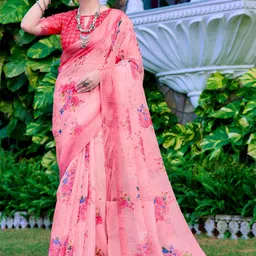 Quelea Floral Linen Blend Khadi Saree-picture-47