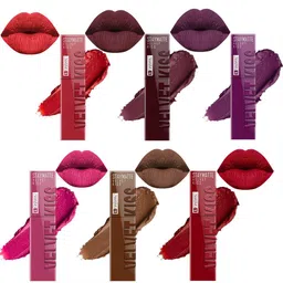 krayons Velvet Kiss Set Of 6 Liquid Lipstick - 3.5 ml Each Shade 01-02-03-10-11-12-6