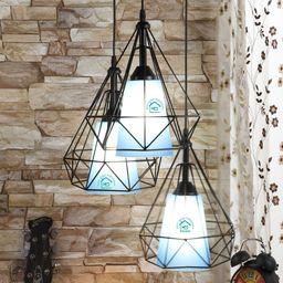 MFD HOME FURNISHING Black & Blue Self Design Cluster Lights-image-10