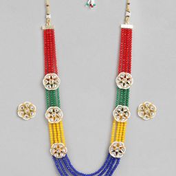 Anouk Multilcolor Layered Beads Kundan Pearl Necklace Earring Set-29