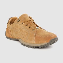 Woodland Men Camel Brown Solid Leather Sneakers with Perforated Detail-13